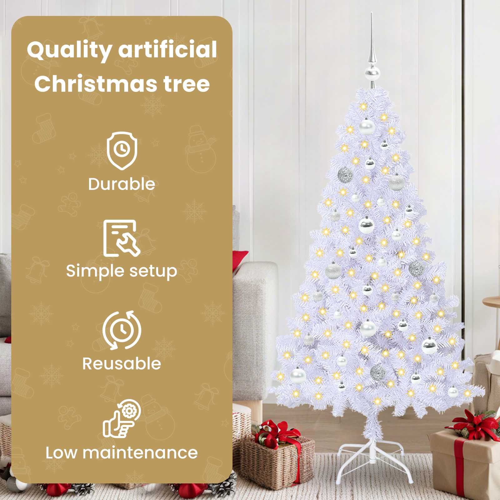Dirbtinė Kalėdų eglutė su 150 LED Balta 150 cm PVC ir Plienas
