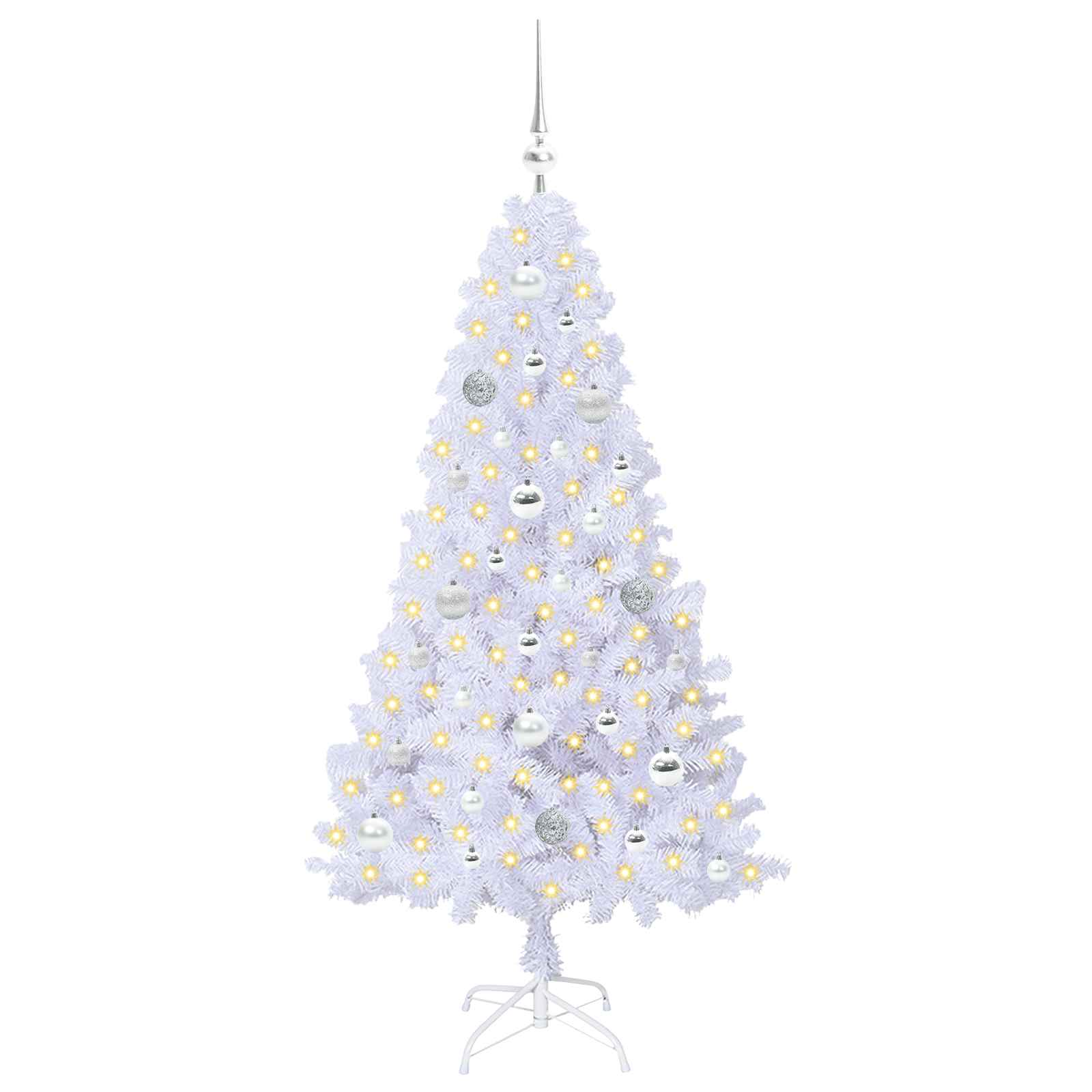 Dirbtinė Kalėdų eglutė su 150 LED Balta 150 cm PVC ir Plienas