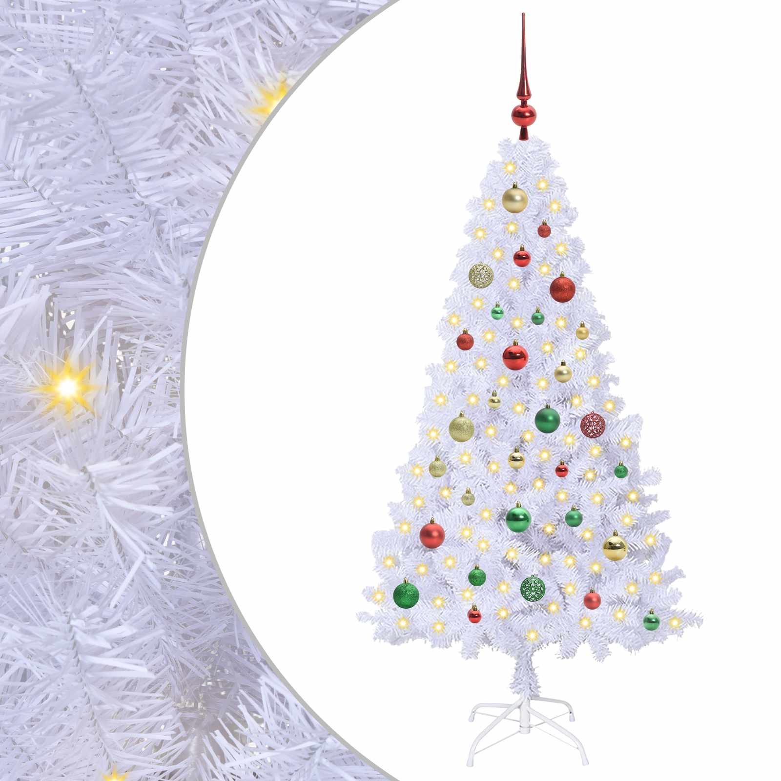 Artificial Christmas Tree with 150 LED White 150 cm PVC and Steel