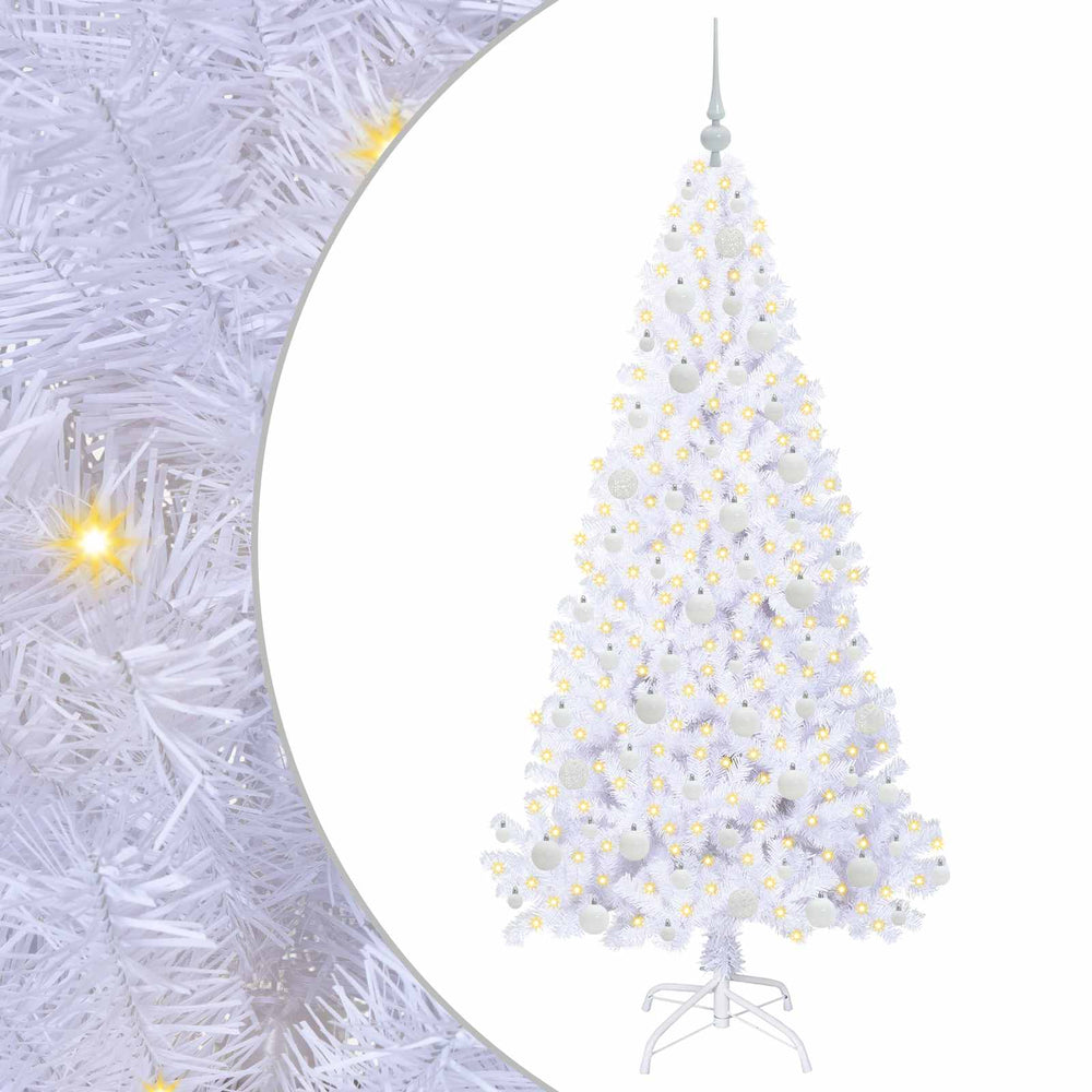 Artificial Christmas Tree with 300 LEDs White 180 cm PVC and Steel