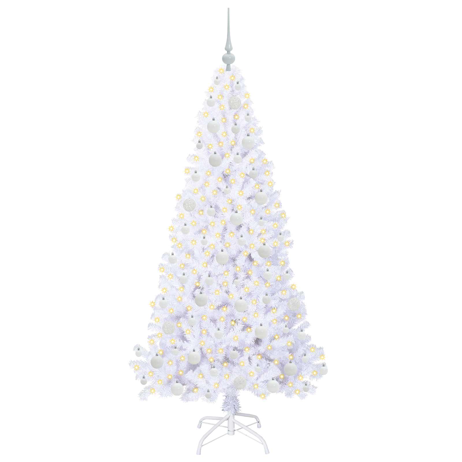 Mākslīgā Ziemassvētku eglīte ar 300 LED lampiņām, balta 180 cm PVC un tērauds
