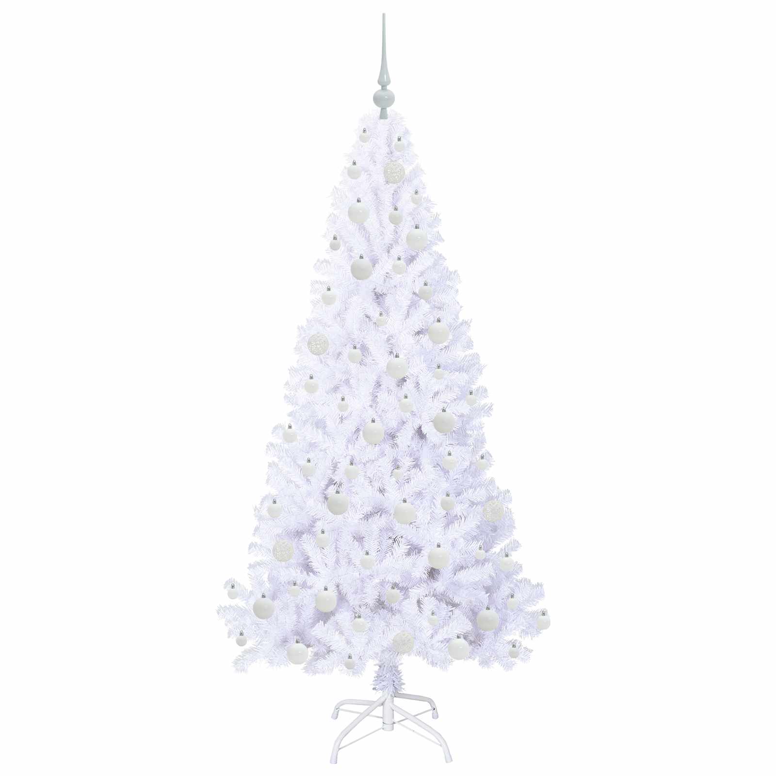 Mākslīgā Ziemassvētku eglīte ar 300 LED lampiņām, balta 180 cm PVC un tērauds