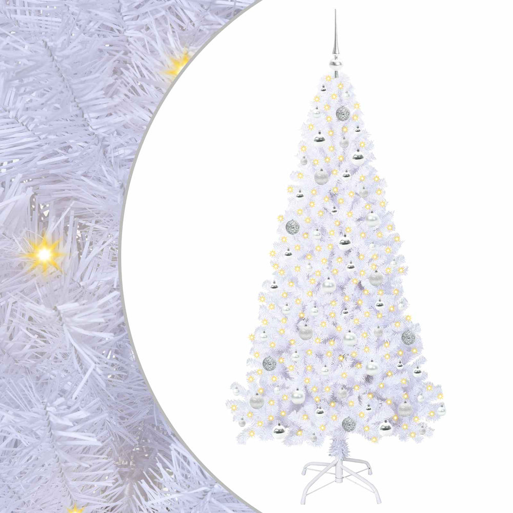 Artificial Christmas Tree with 300 LEDs White 180 cm PVC and Steel