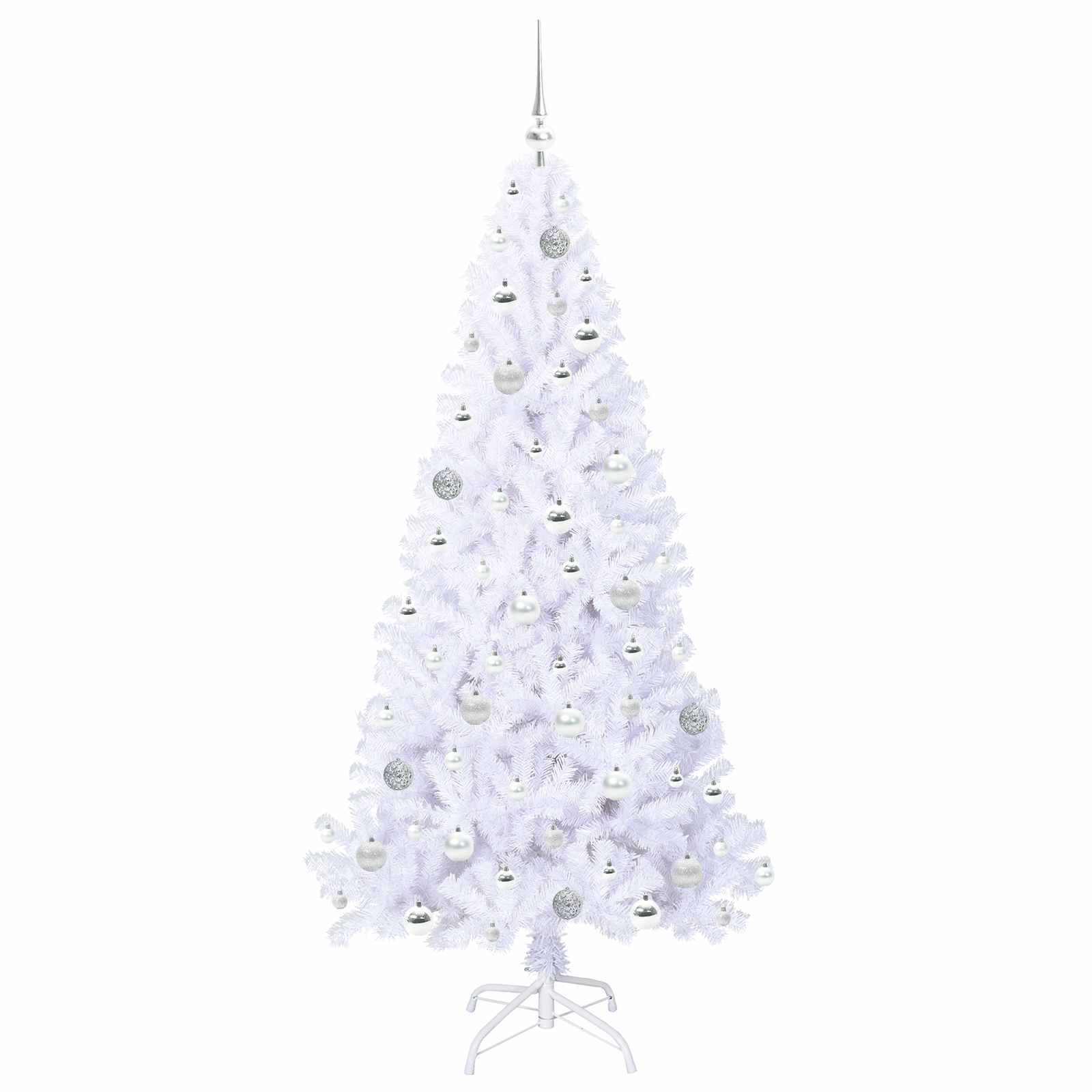 Mākslīgā Ziemassvētku eglīte ar 300 LED lampiņām, balta, 180 cm, PVC un tērauds