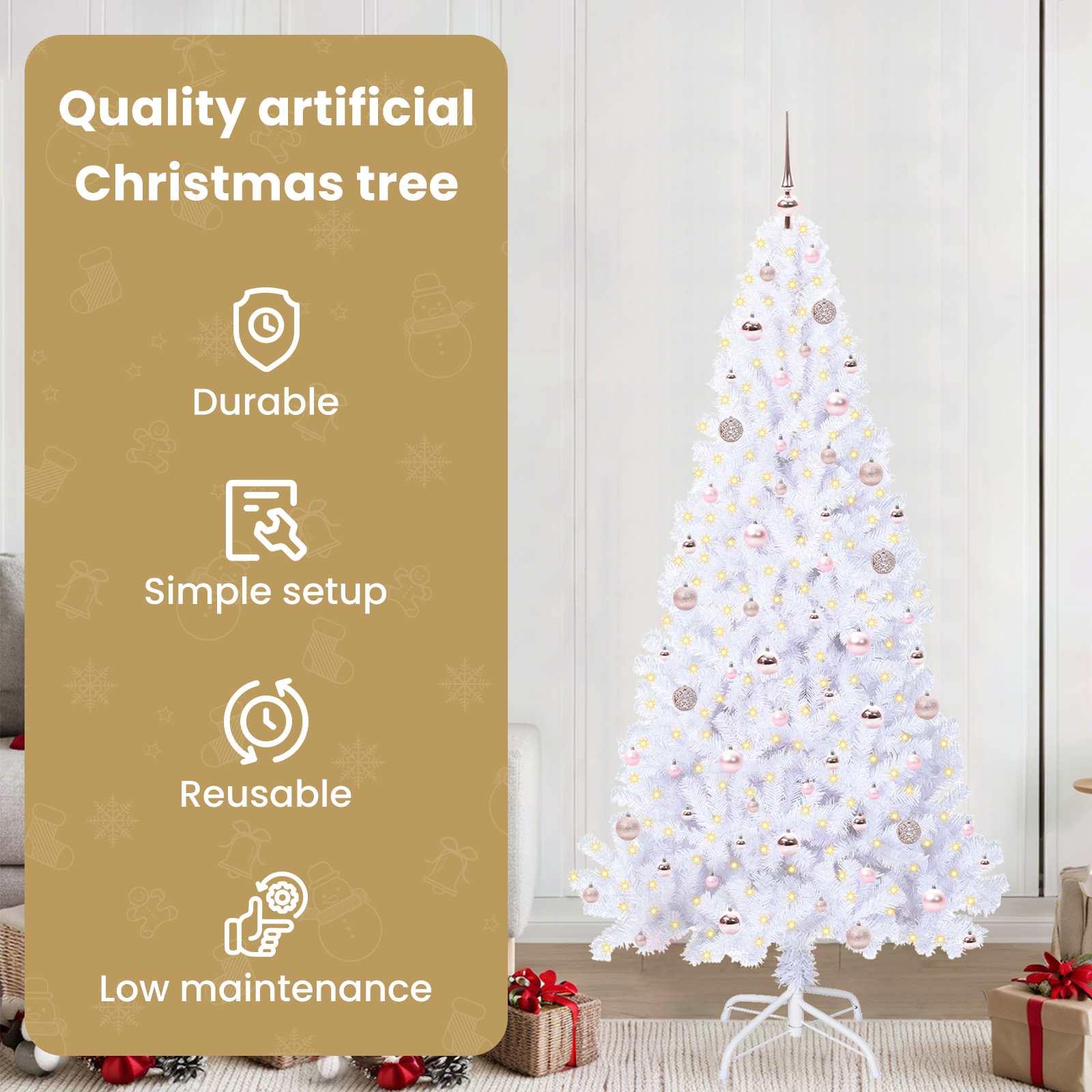 Dirbtinė Kalėdų eglutė FROST EVERGREEN, su 300 LED Balta 210 vnt.