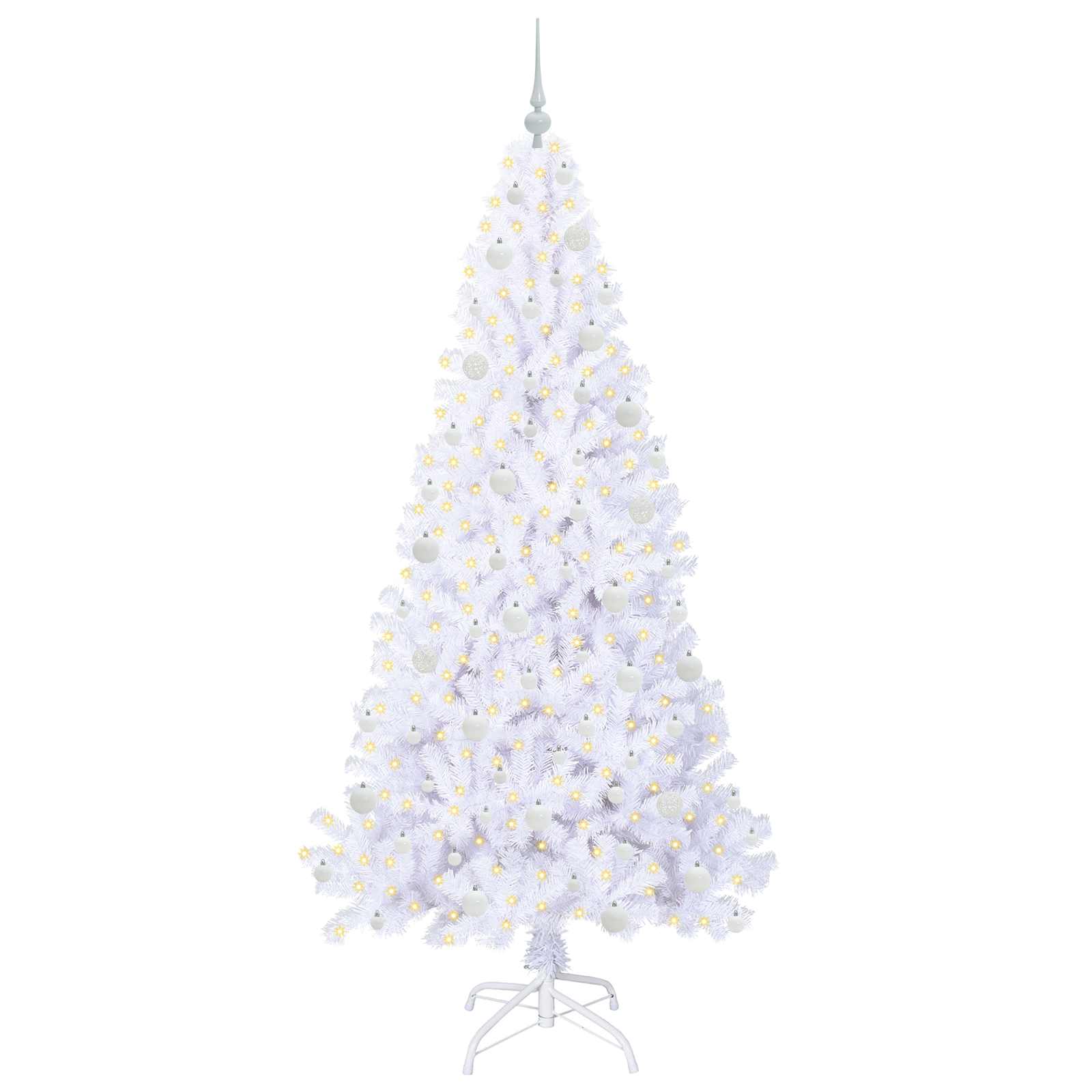 Mākslīgā Ziemassvētku eglīte ar 300 LED, balta, 210 cm, PVC un tērauds