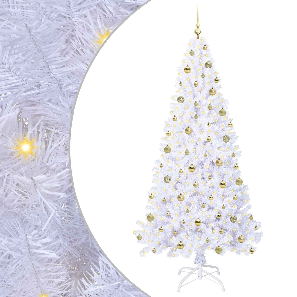 Dirbtinė Kalėdų eglutė su 300 LED Balta 210 cm PVC ir Plienas