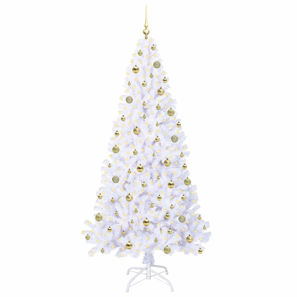 Dirbtinė Kalėdų eglutė su 300 LED Balta 210 cm PVC ir Plienas