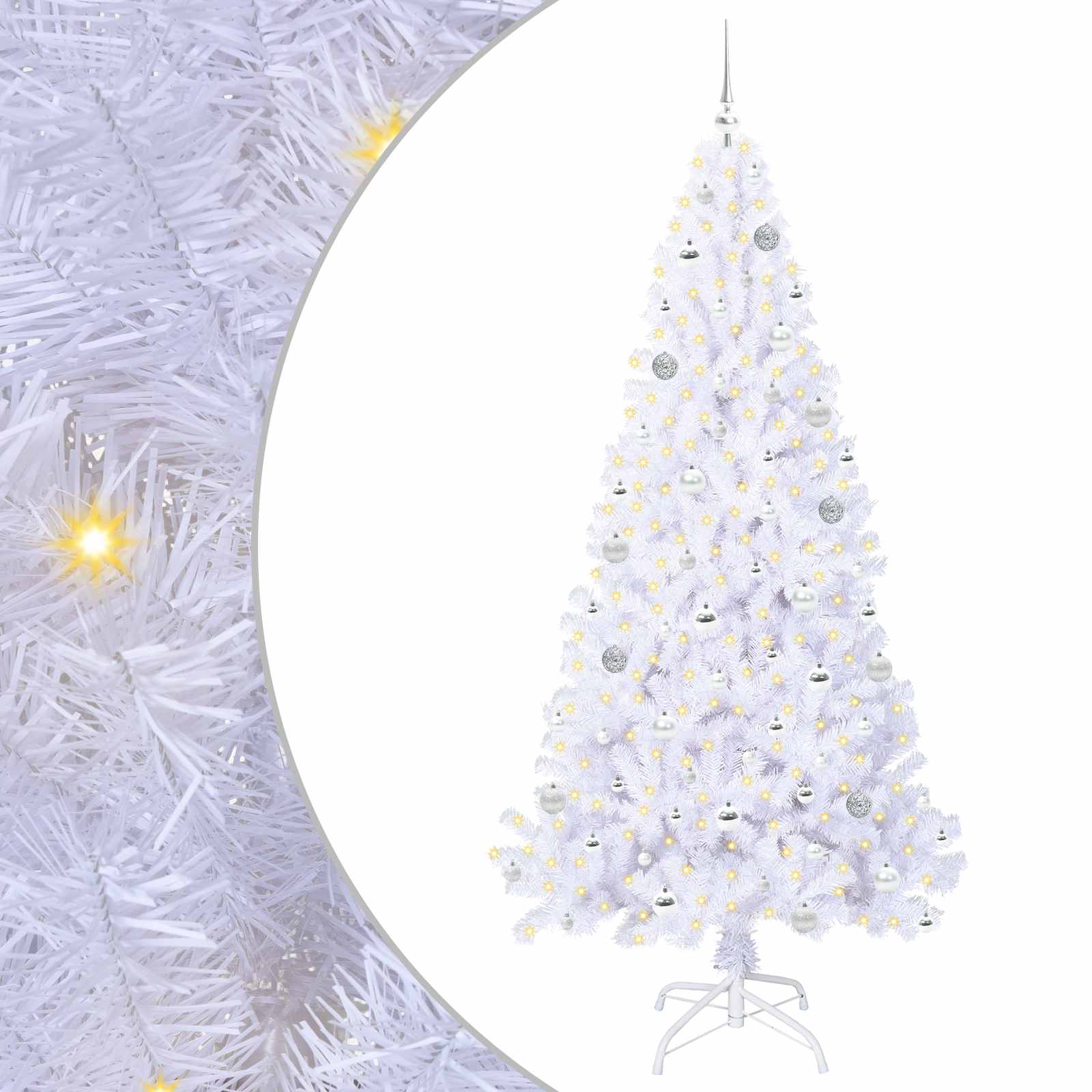 Artificial Christmas tree with 300 LED White 210 cm PVC and Steel