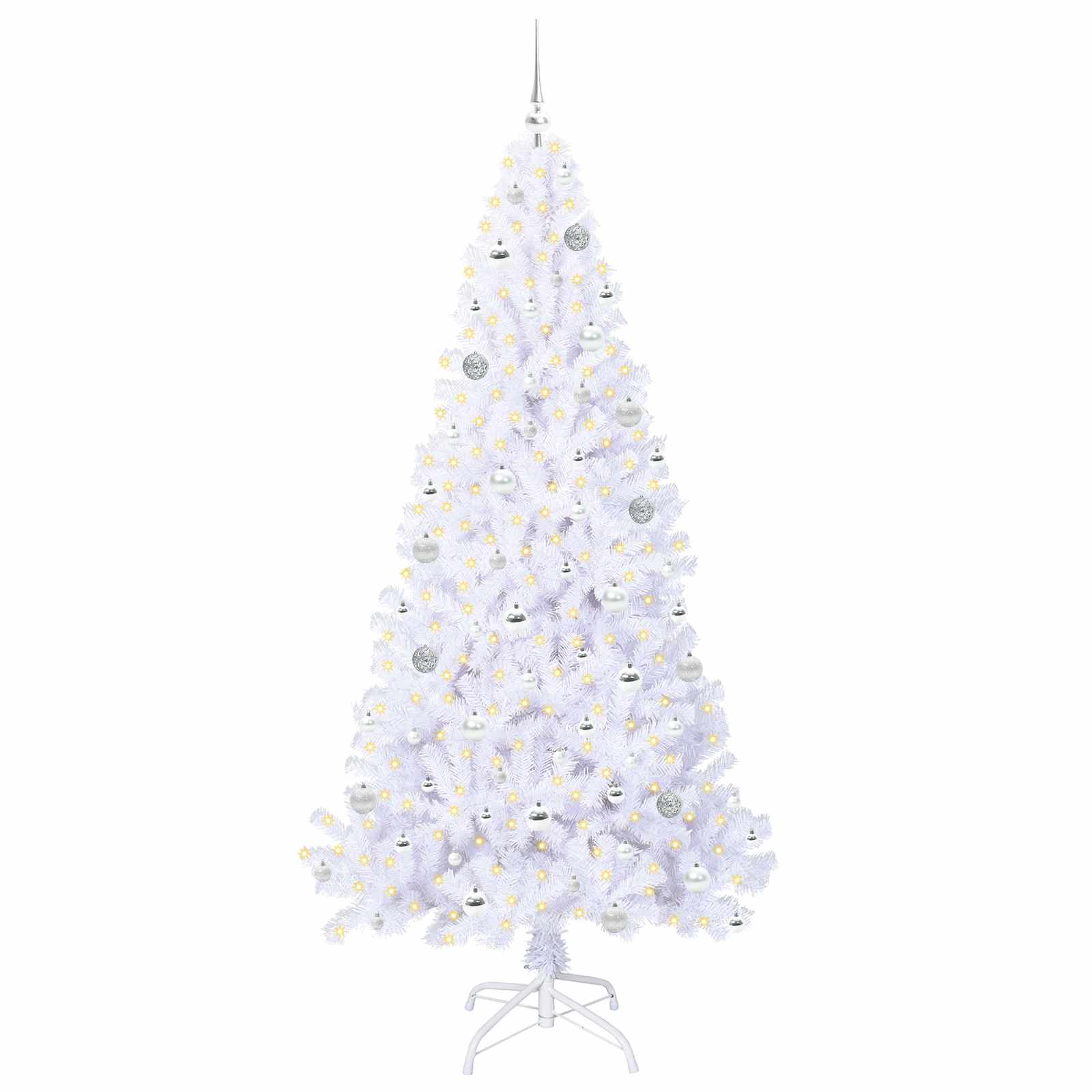 Artificial Christmas tree with 300 LED White 210 cm PVC and Steel