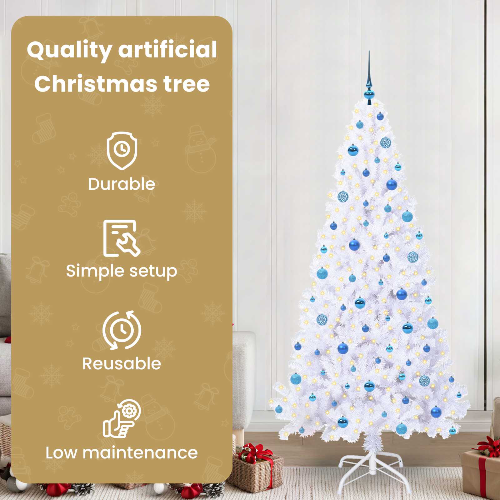 Dirbtinė Kalėdų eglutė FROST EVERGREEN, su 300 LED Balta 210 vnt.