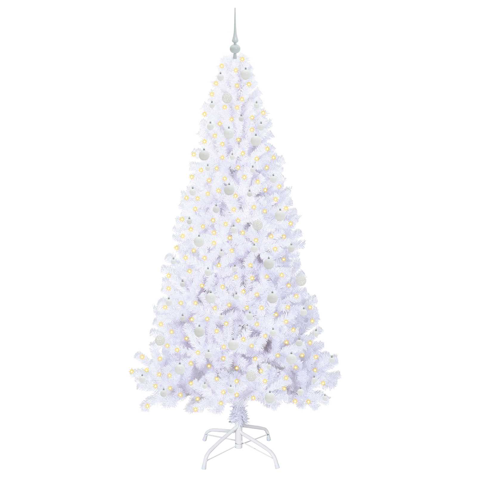 Dirbtinė Kalėdų eglutė su 300 LED Balta 240 cm PVC ir Plienas