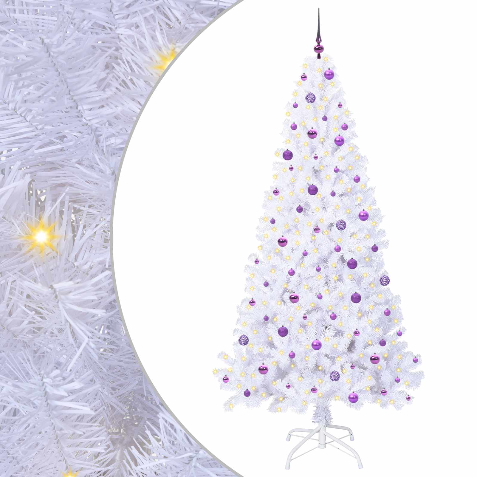 Dirbtinė Kalėdų eglutė su 300 LED Balta 240 cm PVC ir Plienas