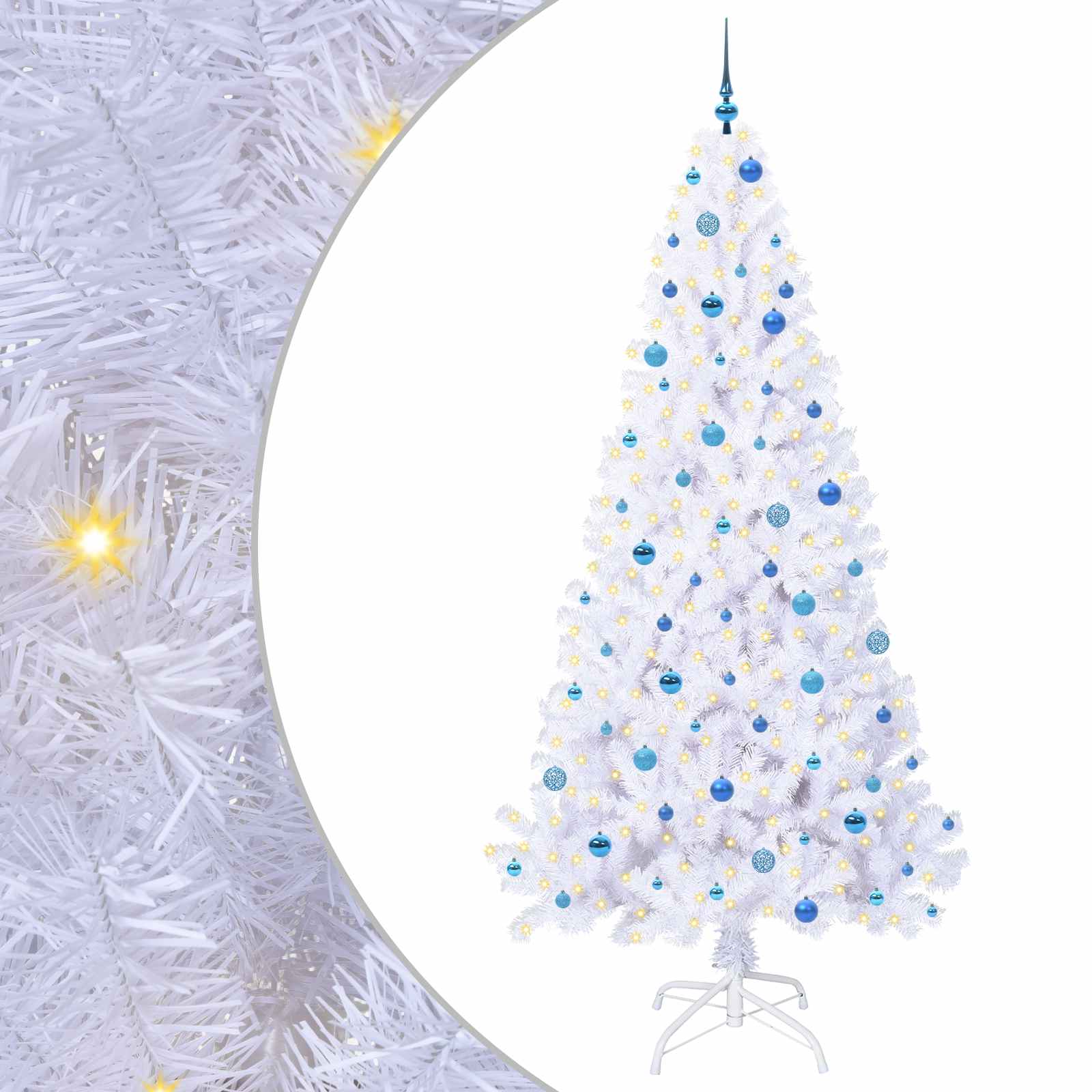 Dirbtinė Kalėdų eglutė su 300 LED Balta 240 cm PVC ir Plienas