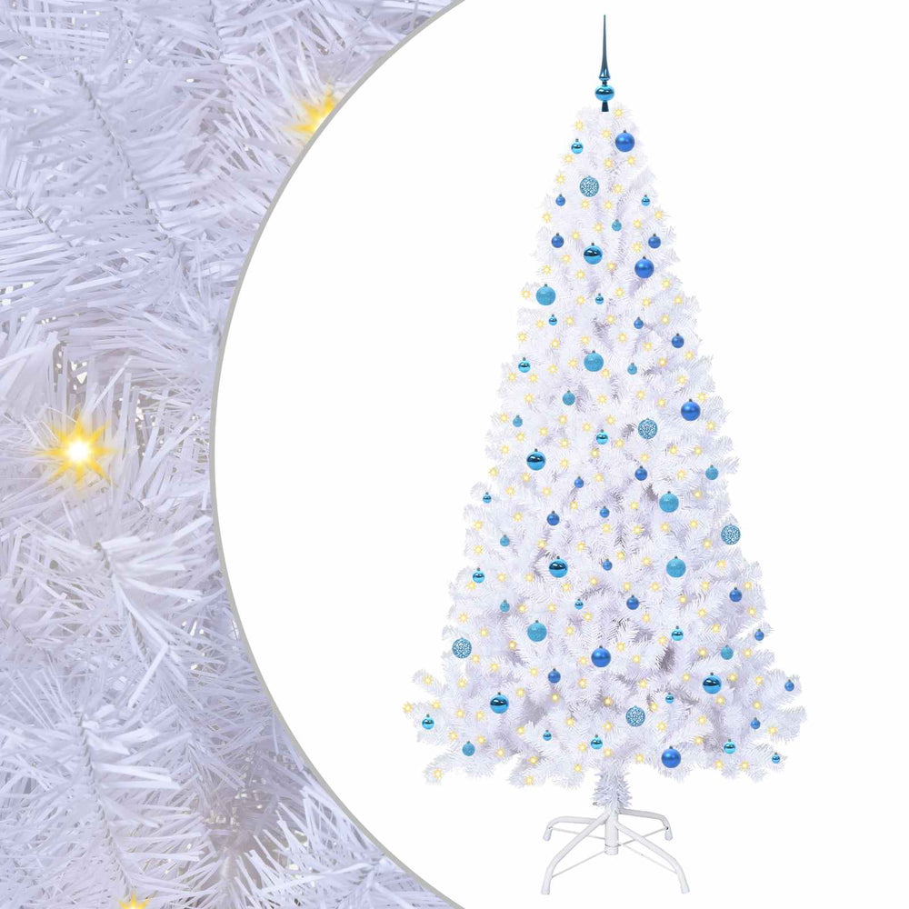 Dirbtinė Kalėdų eglutė su 300 LED Balta 240 cm PVC ir Plienas