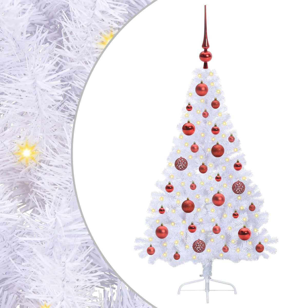Dirbtinė Kalėdų eglutė su 150 LED Balta 120 cm PVC ir Plienas