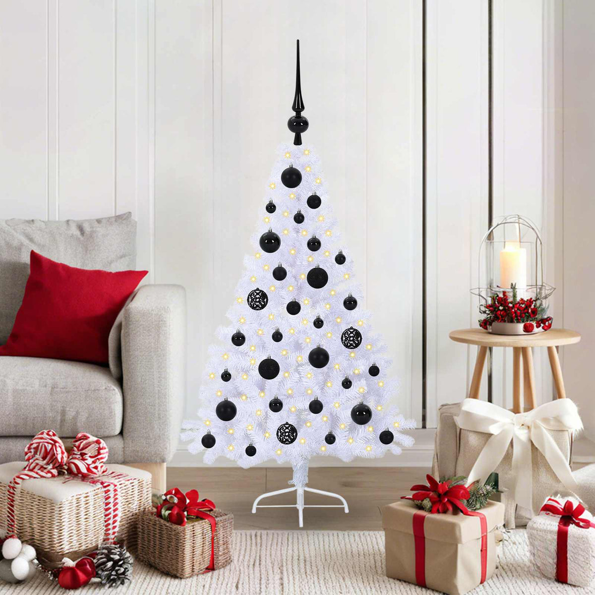 Dirbtinė Kalėdų eglutė su 150 LED Balta 120 cm PVC ir Plienas