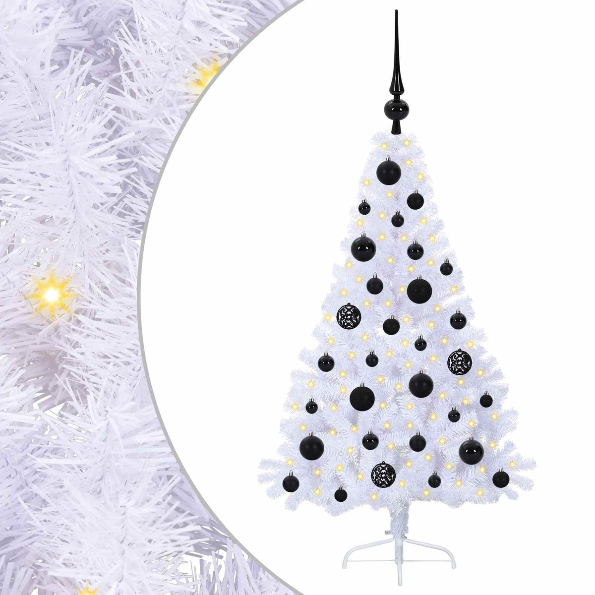 Dirbtinė Kalėdų eglutė su 150 LED Balta 120 cm PVC ir Plienas