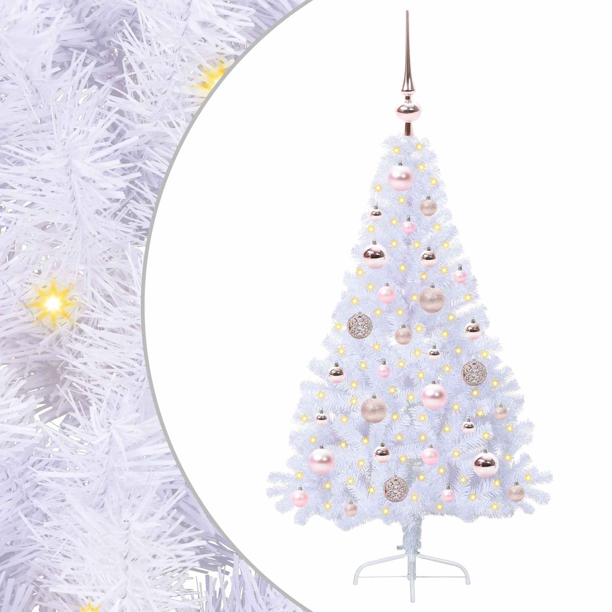 Dirbtinė Kalėdų eglutė su 150 LED Balta 120 cm PVC ir Plienas
