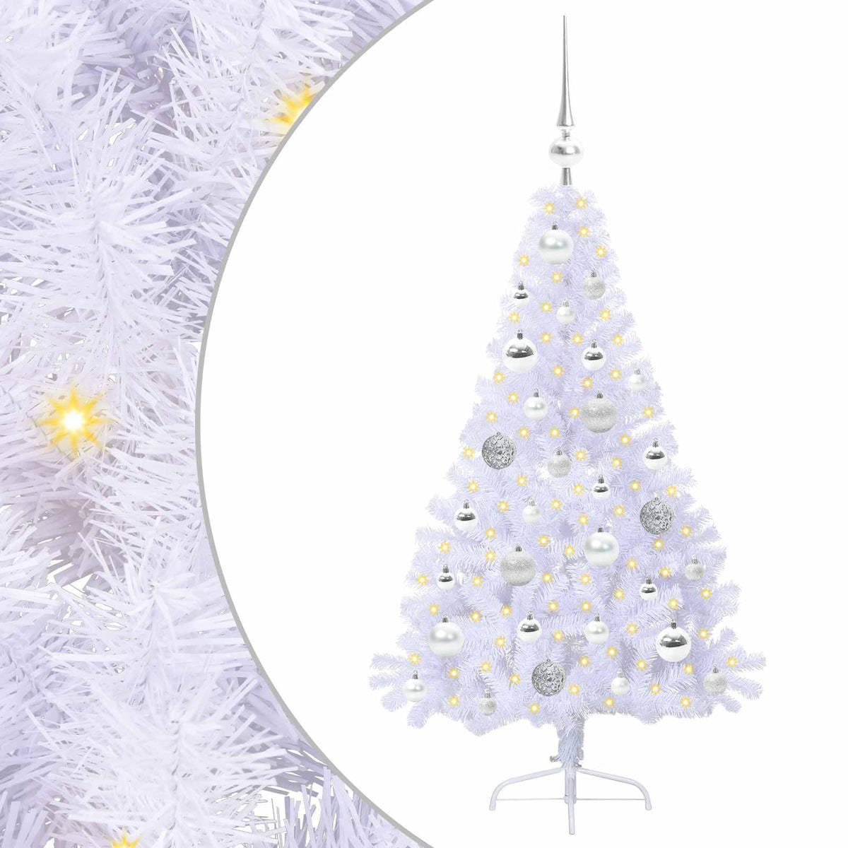 Dirbtinė Kalėdų eglutė su 150 LED Balta 120 cm PVC ir Plienas