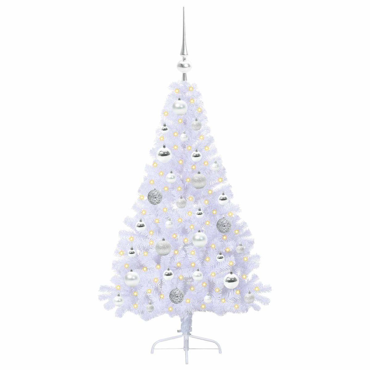 Dirbtinė Kalėdų eglutė su 150 LED Balta 120 cm PVC ir Plienas