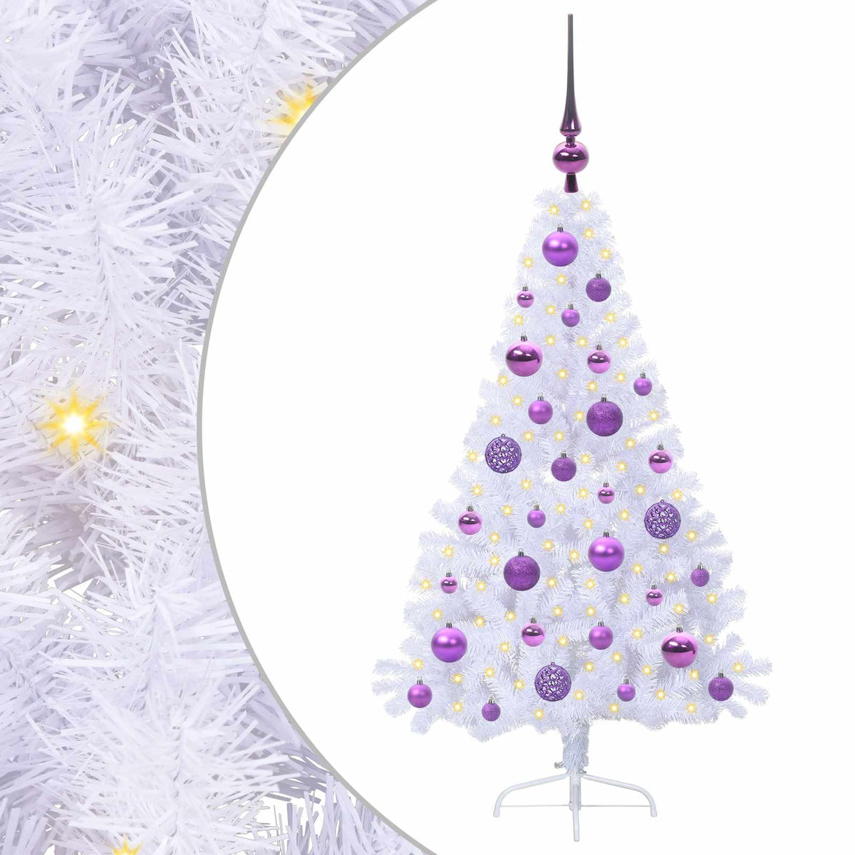 Dirbtinė Kalėdų eglutė su 150 LED Balta 120 cm PVC ir Plienas