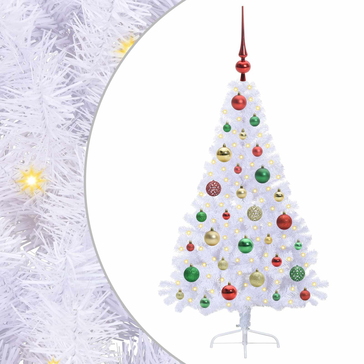 Dirbtinė Kalėdų eglutė su 150 LED Balta 120 cm PVC ir Plienas