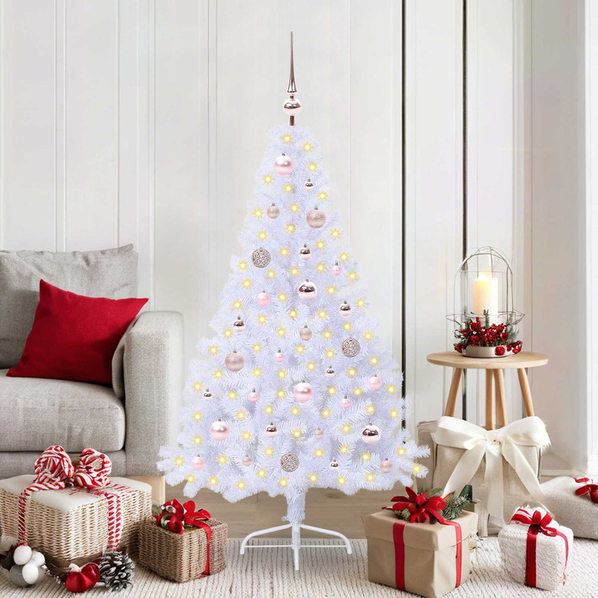 Dirbtinė Kalėdų eglutė su 150 LED Balta 150 cm PVC ir Plienas