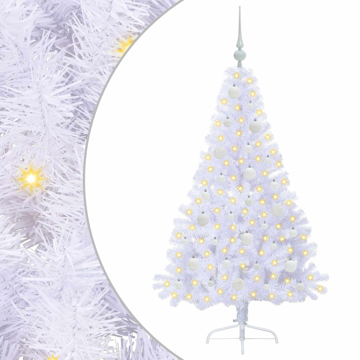 Dirbtinė Kalėdų eglutė su 150 LED Balta 150 cm PVC ir Plienas