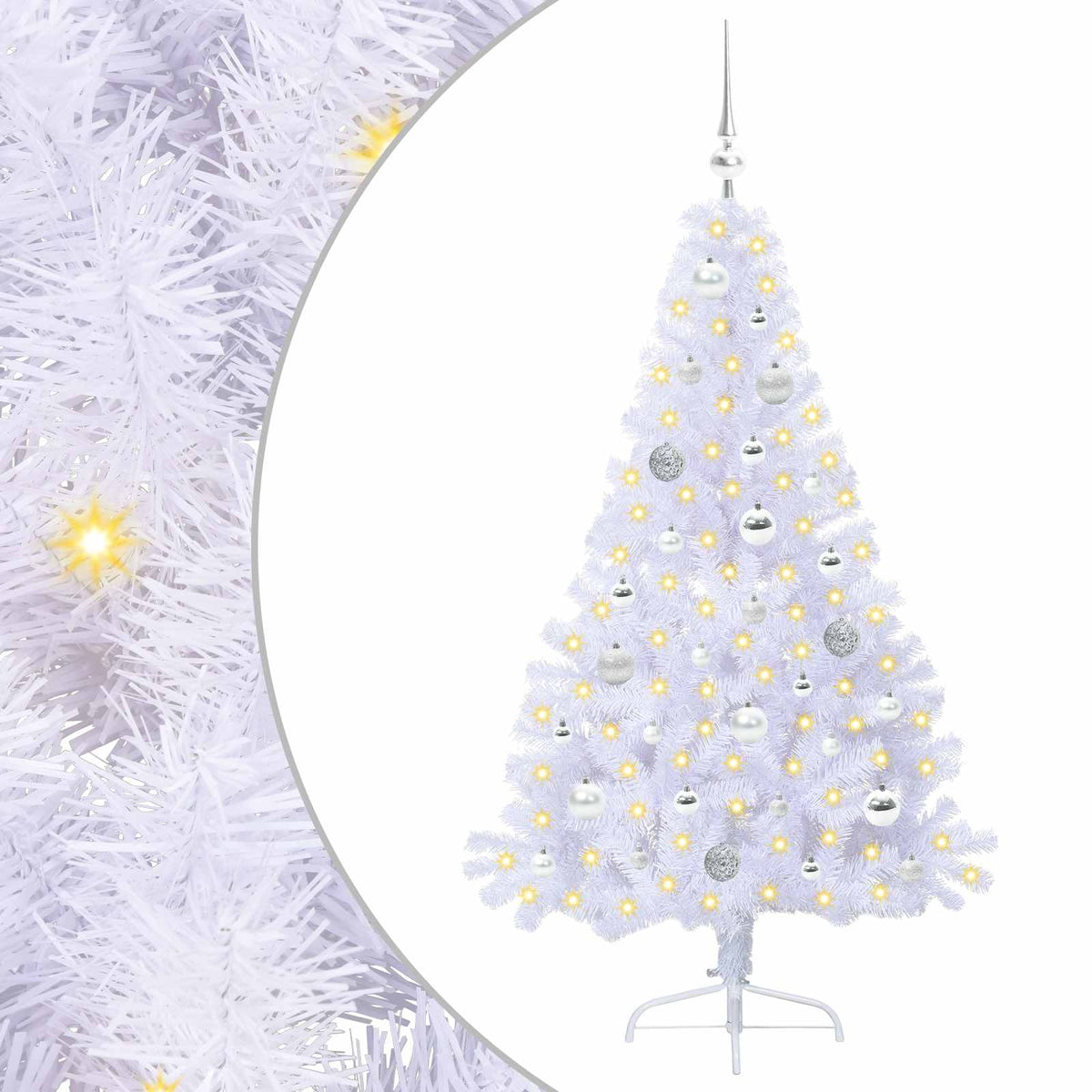 Dirbtinė Kalėdų eglutė su 150 LED Balta 150 cm PVC ir Plienas