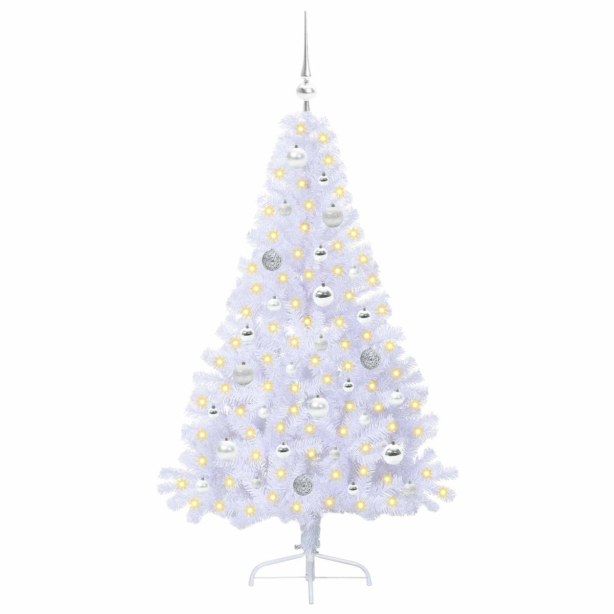 Dirbtinė Kalėdų eglutė su 150 LED Balta 150 cm PVC ir Plienas