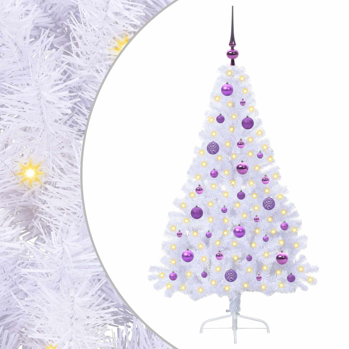 Dirbtinė Kalėdų eglutė su 150 LED Balta 150 cm PVC ir Plienas