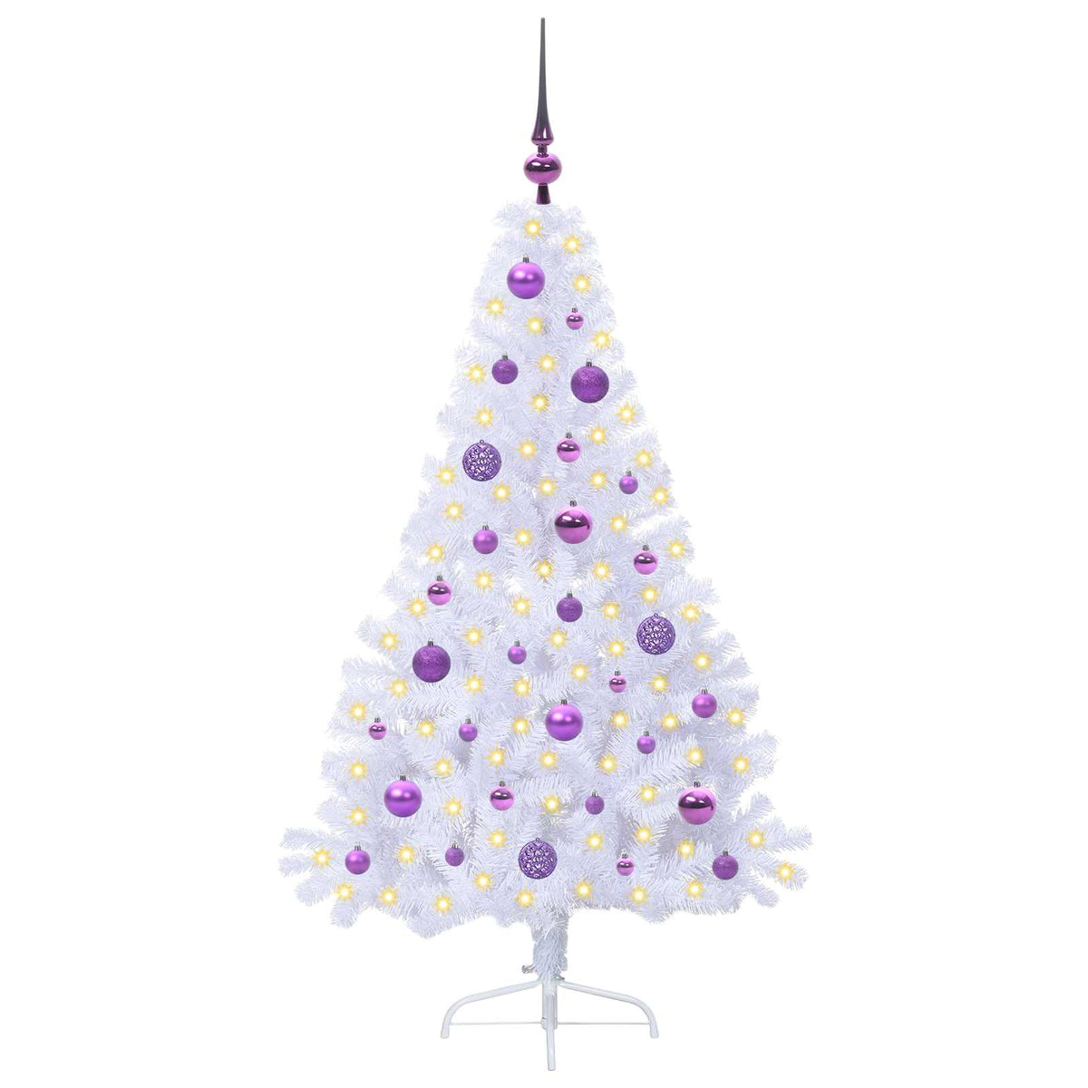 Dirbtinė Kalėdų eglutė su 150 LED Balta 150 cm PVC ir Plienas