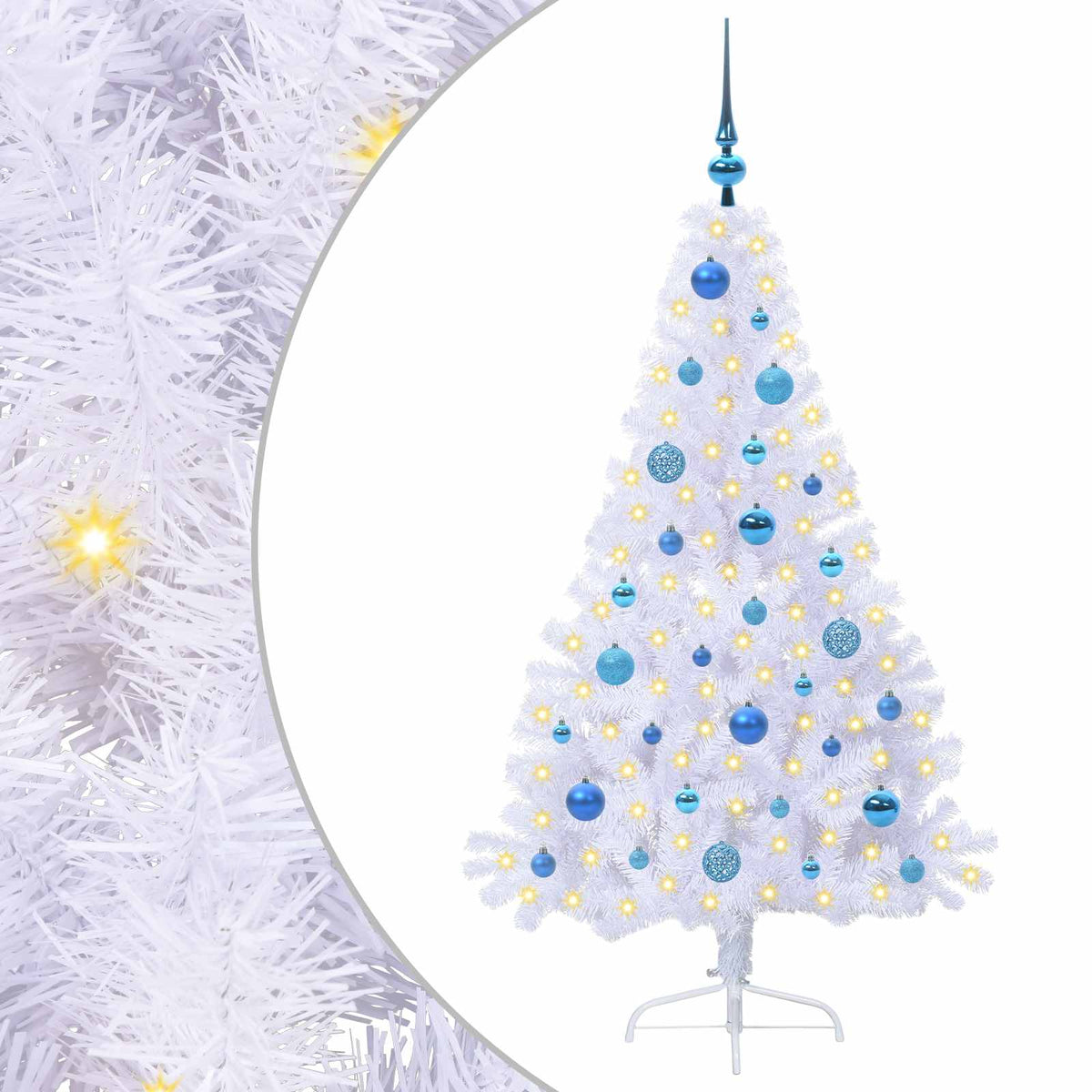 Dirbtinė Kalėdų eglutė su 150 LED Balta 150 cm PVC ir Plienas