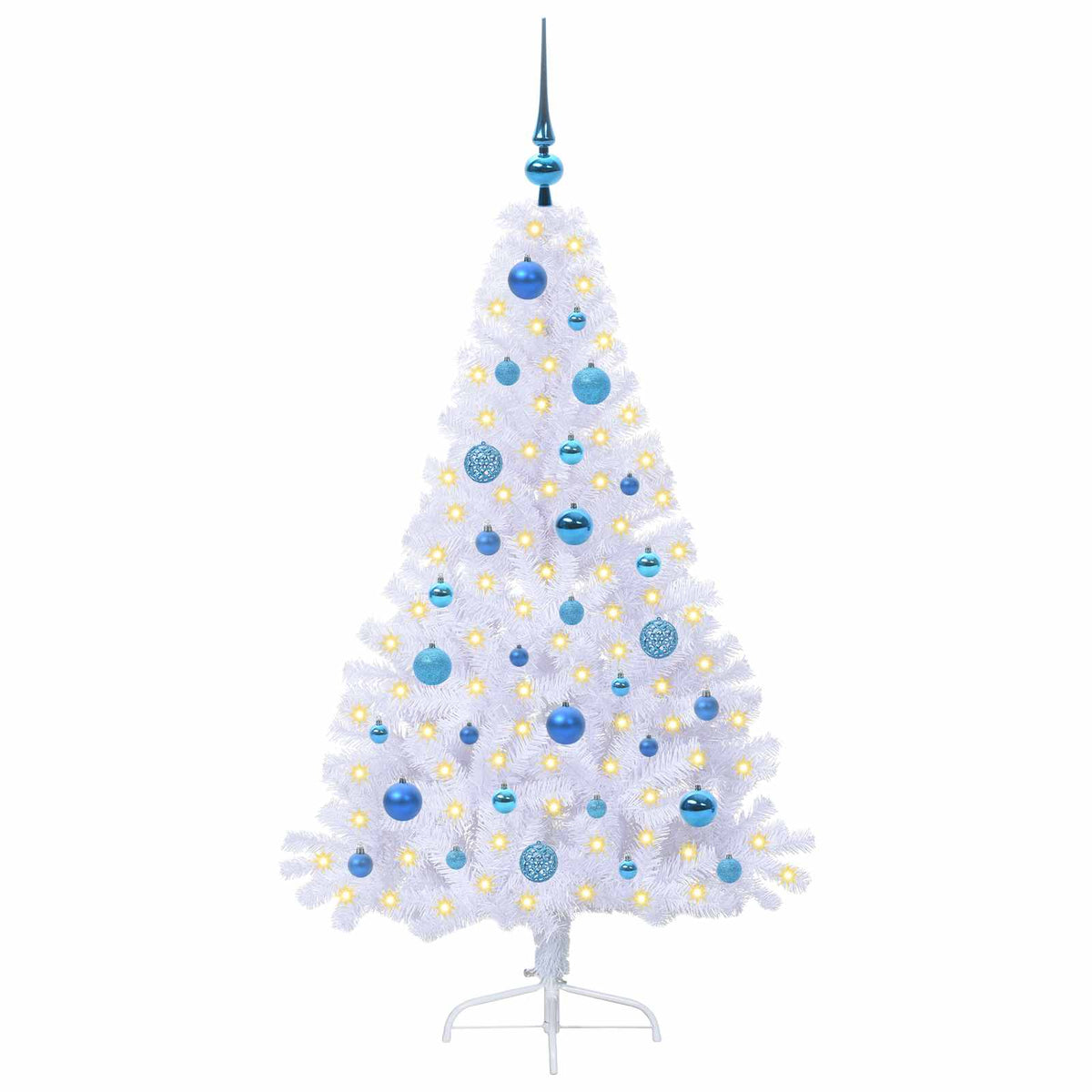 Dirbtinė Kalėdų eglutė su 150 LED Balta 150 cm PVC ir Plienas