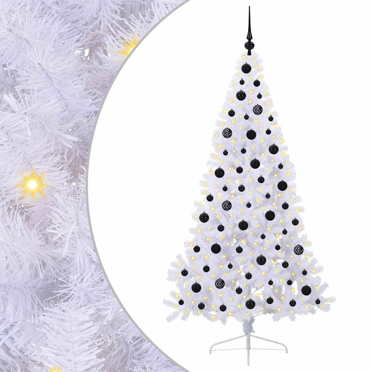 Dirbtinė Kalėdų eglutė su 300 LED Balta 180 cm PVC ir Plienas