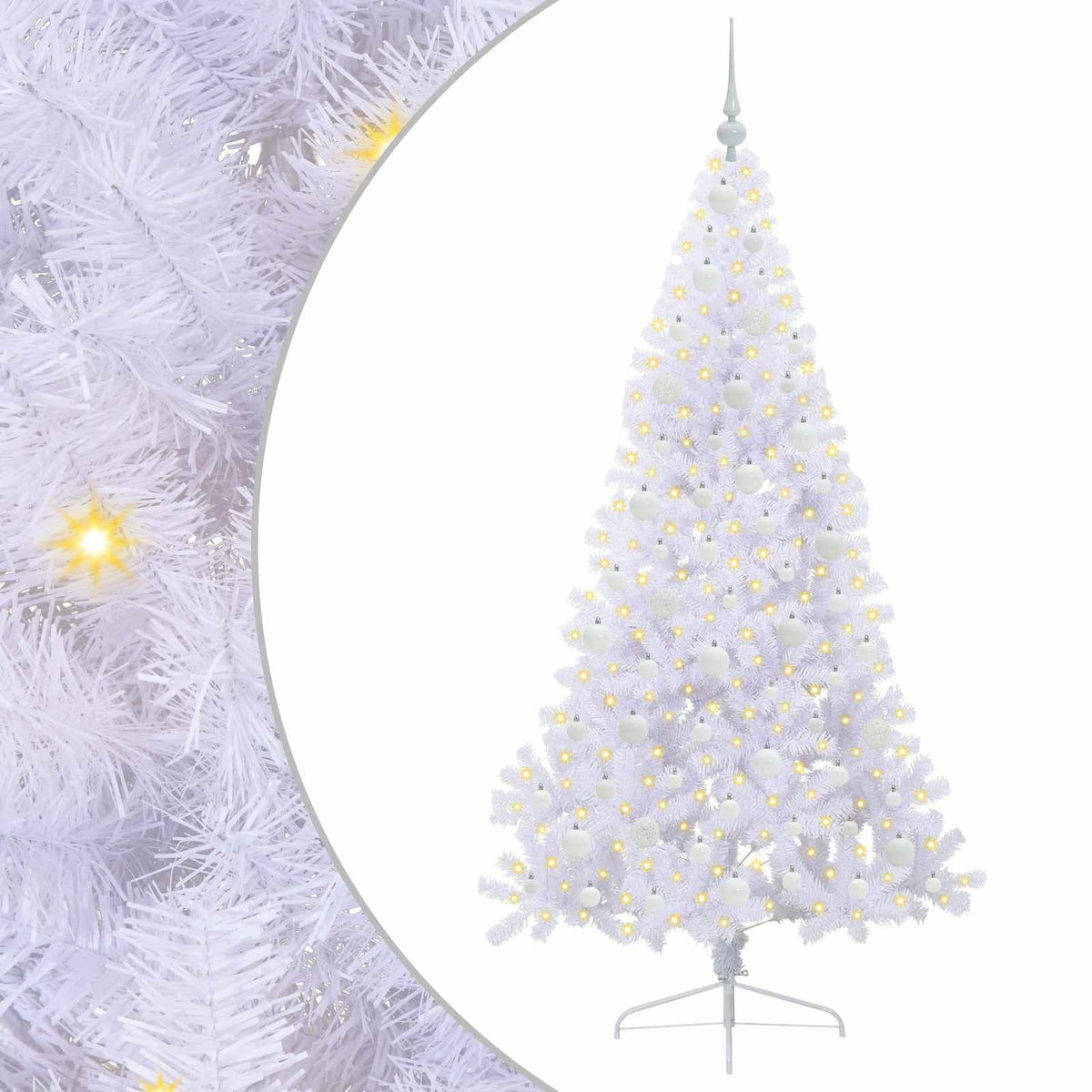 Dirbtinė Kalėdų eglutė su 300 LED Balta 180 cm PVC ir Plienas