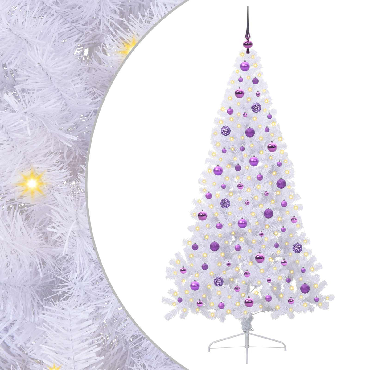 Dirbtinė Kalėdų eglutė su 300 LED Balta 180 cm PVC ir Plienas