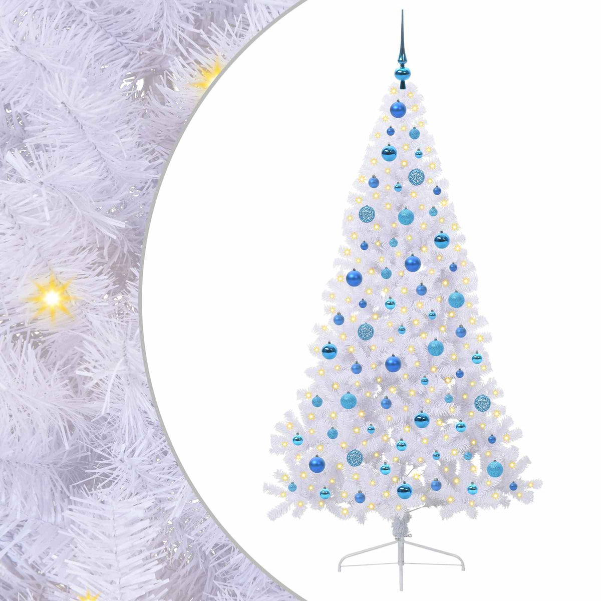 Dirbtinė Kalėdų eglutė su 300 LED Balta 180 cm PVC ir Plienas