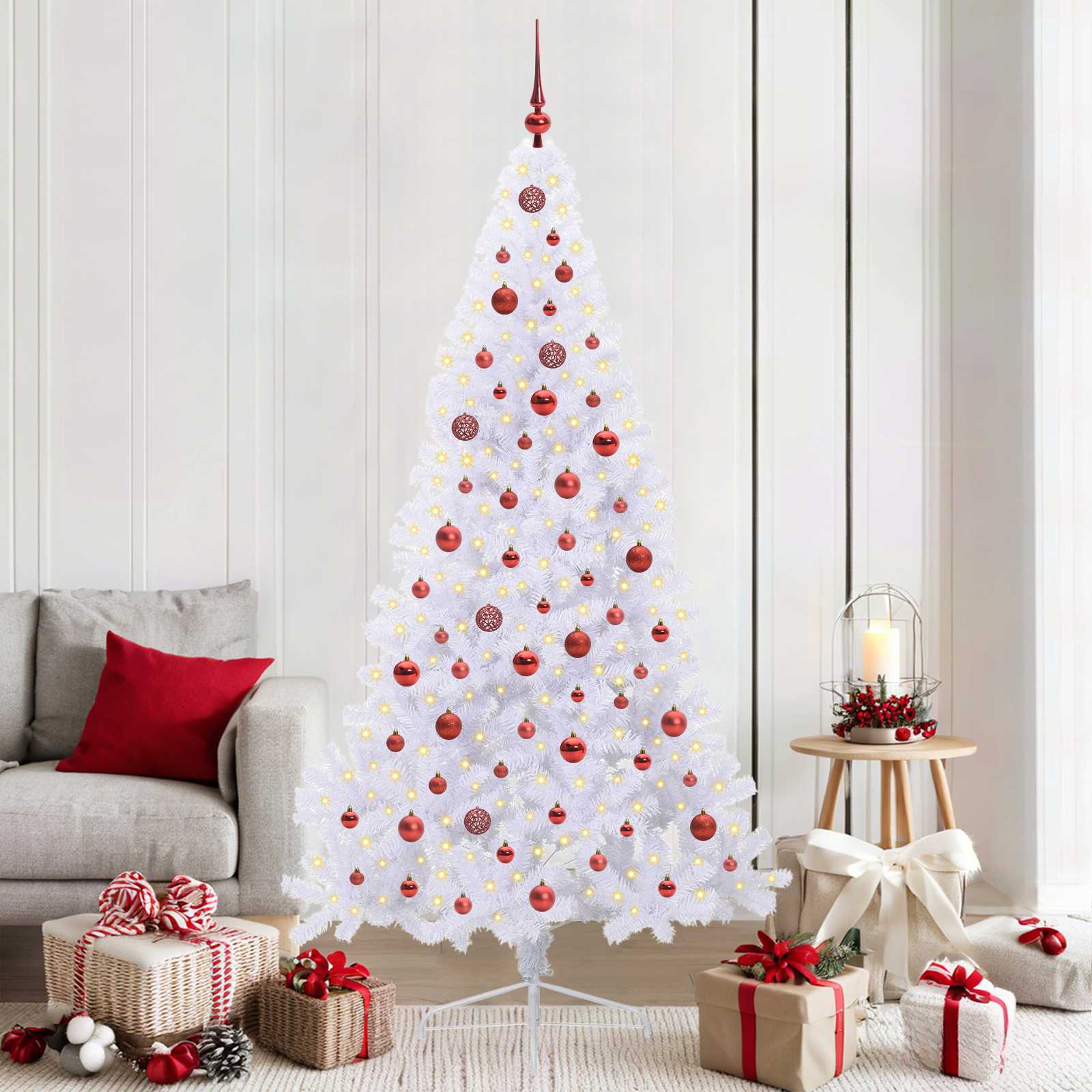 Dirbtinė Kalėdų eglutė su 300 LED Balta 210 cm PVC ir Plienas