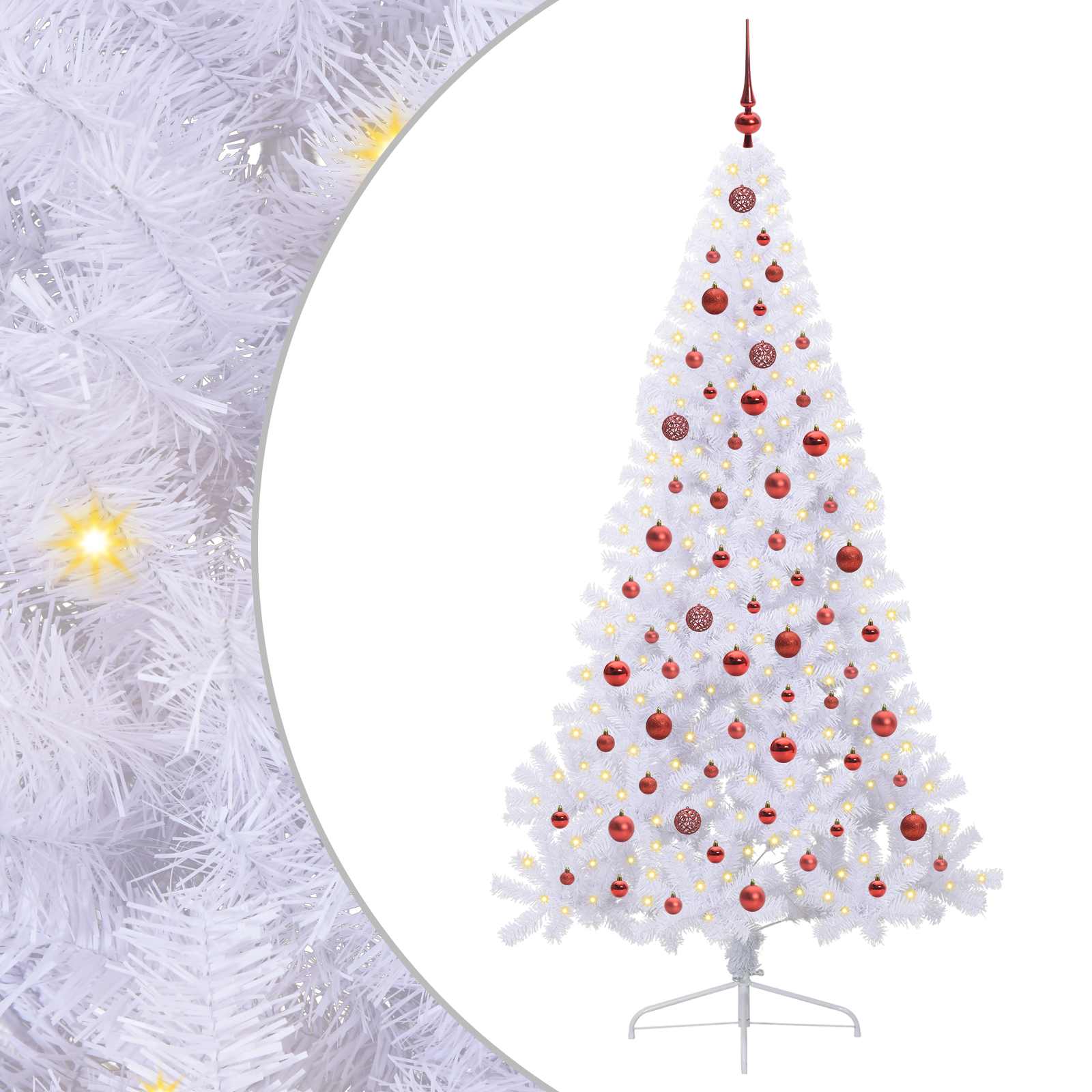 Dirbtinė Kalėdų eglutė su 300 LED Balta 210 cm PVC ir Plienas