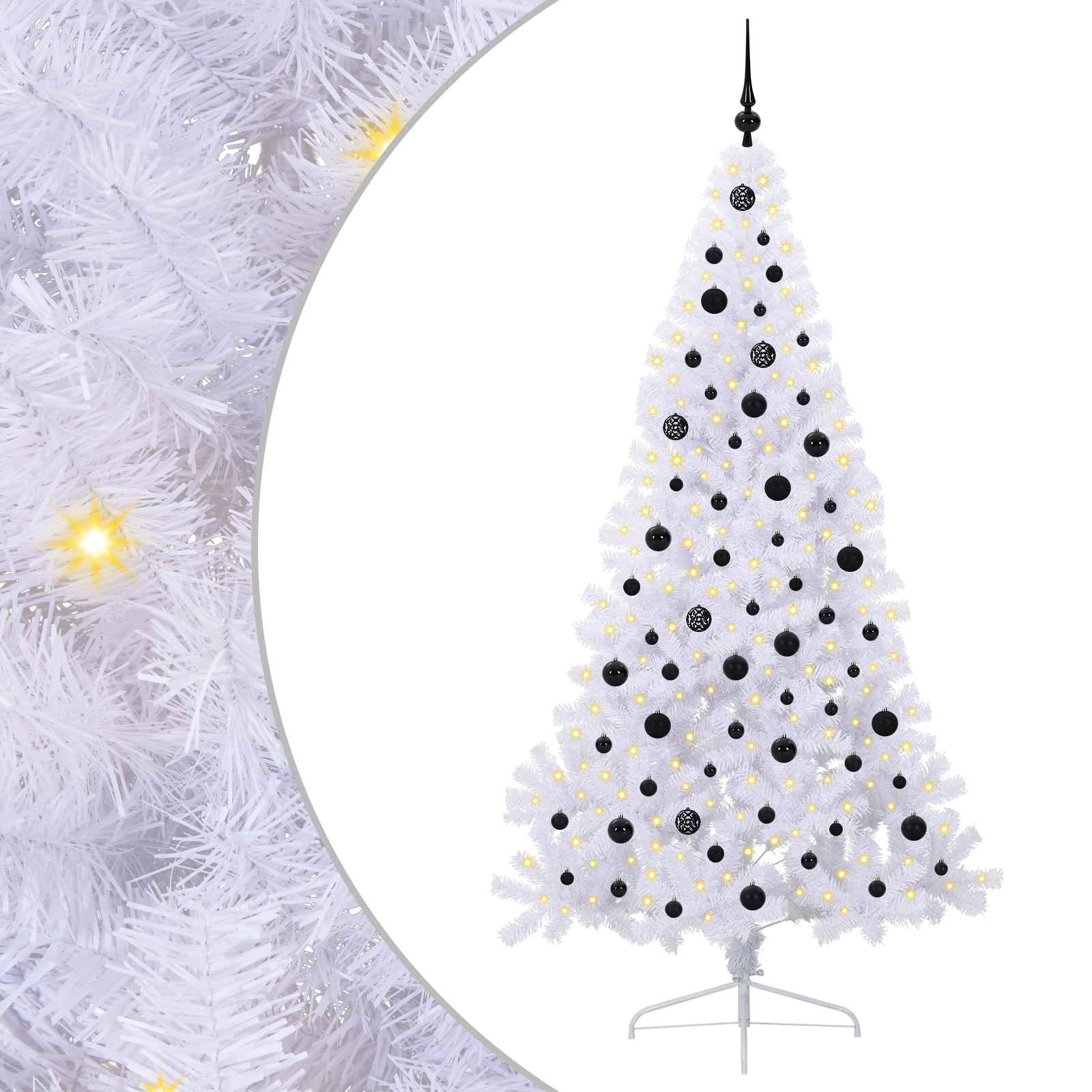 Dirbtinė Kalėdų eglutė su 300 LED Balta 210 cm PVC ir Plienas