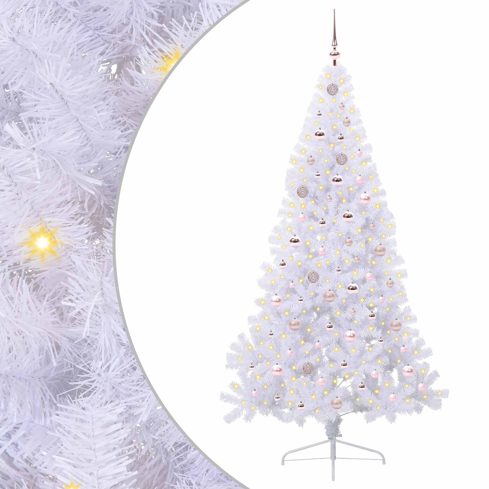 Dirbtinė Kalėdų eglutė su 300 LED Balta 210 cm PVC ir Plienas