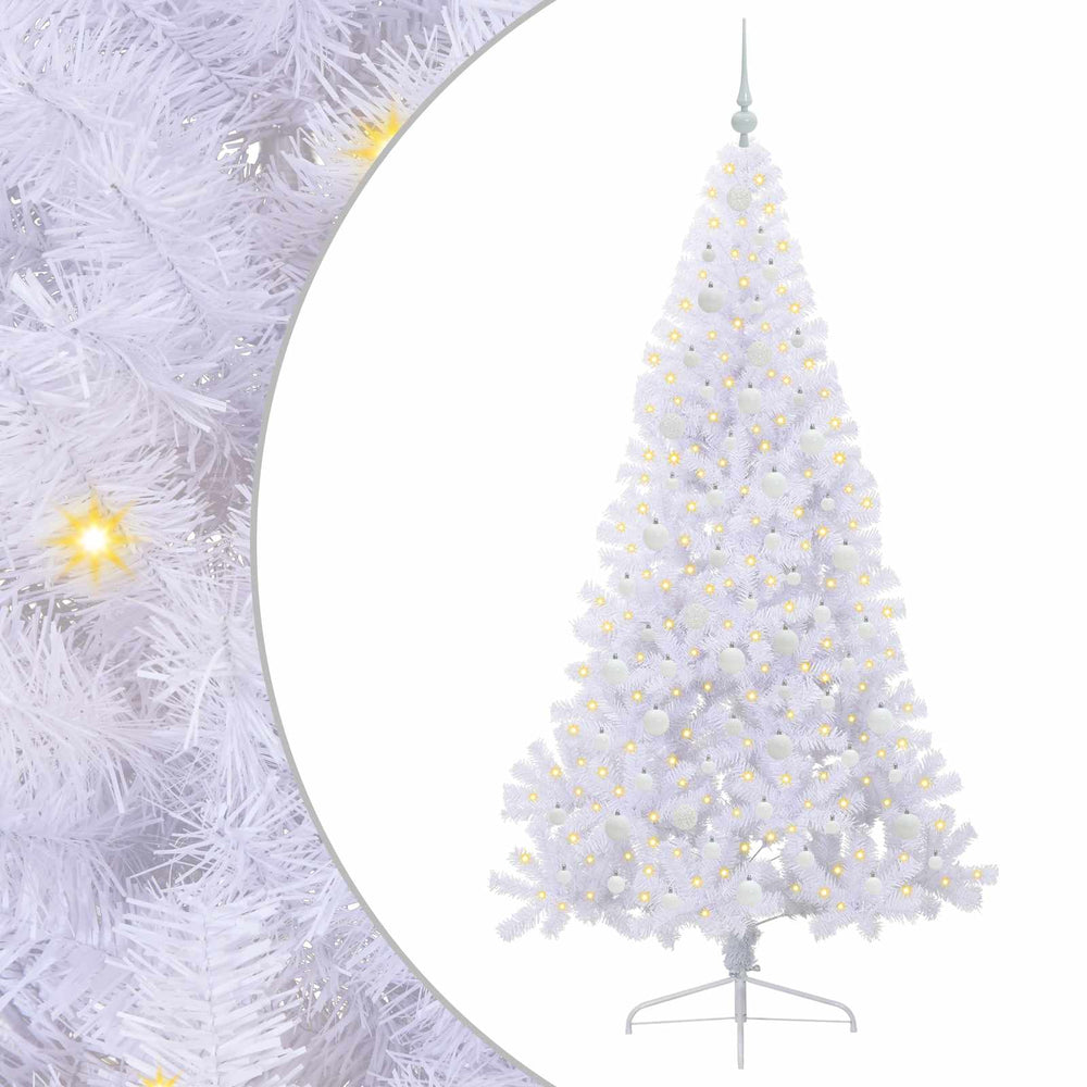 Dirbtinė Kalėdų eglutė su 300 LED Balta 210 cm PVC ir Plienas