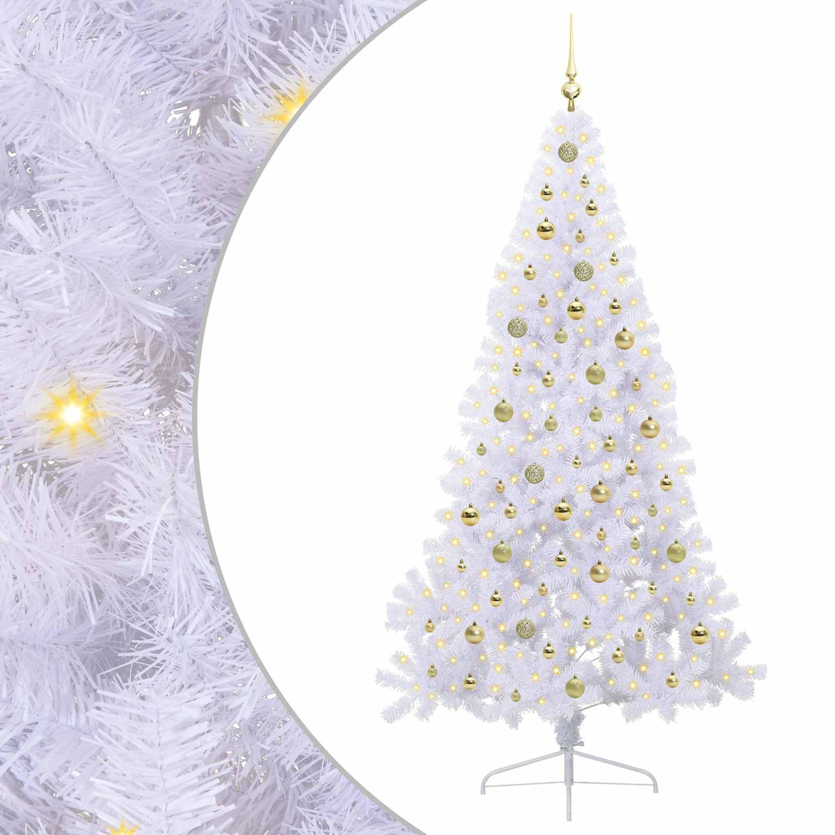 Dirbtinė Kalėdų eglutė su 300 LED Balta 210 cm PVC ir Plienas