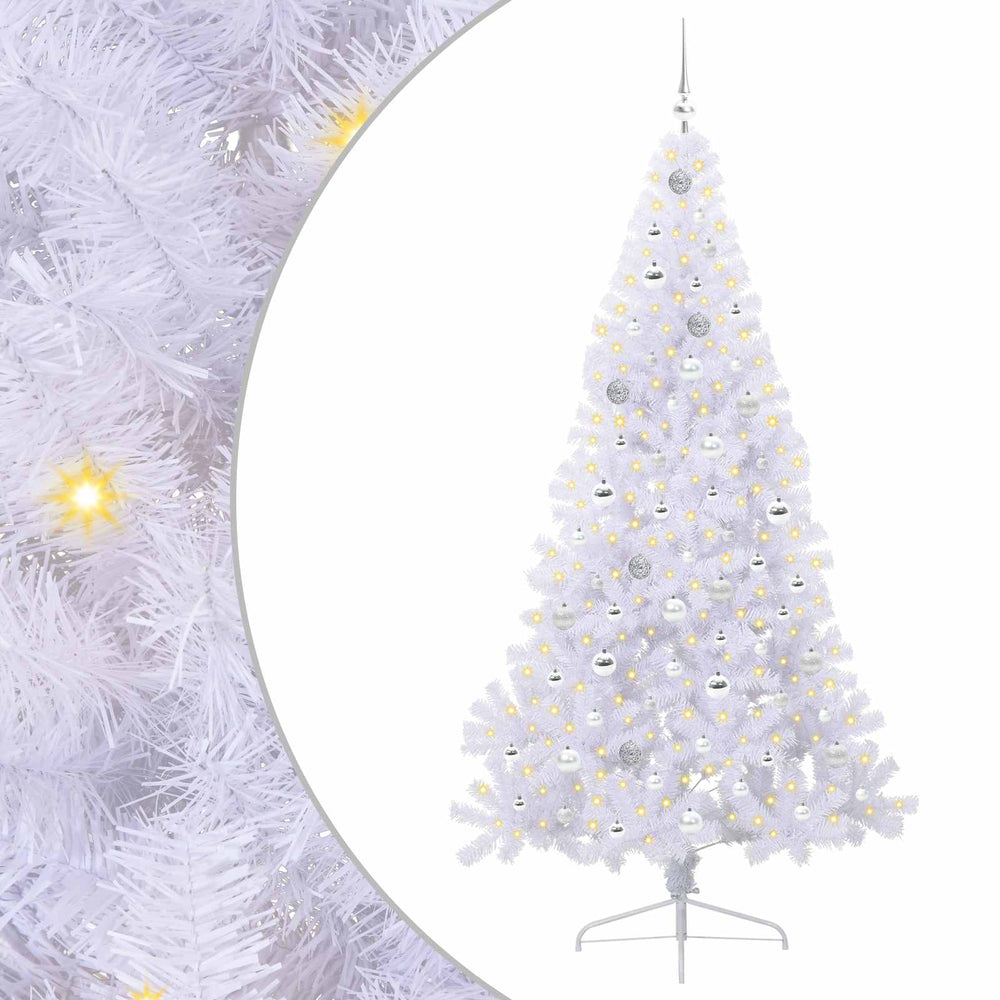 Dirbtinė Kalėdų eglutė su 300 LED Balta 210 cm PVC ir Plienas