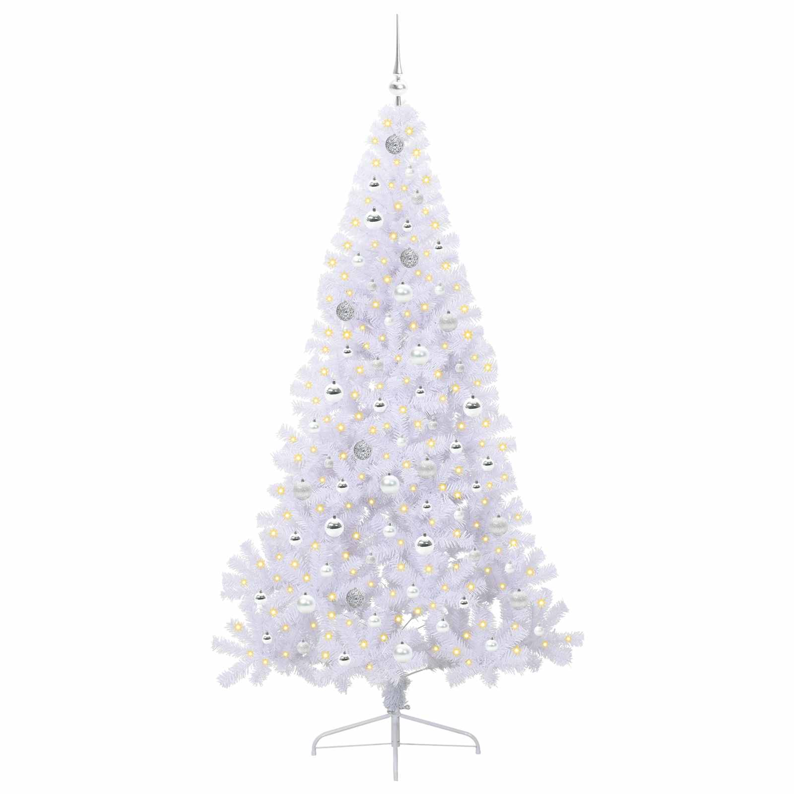 Dirbtinė Kalėdų eglutė su 300 LED Balta 210 cm PVC ir Plienas