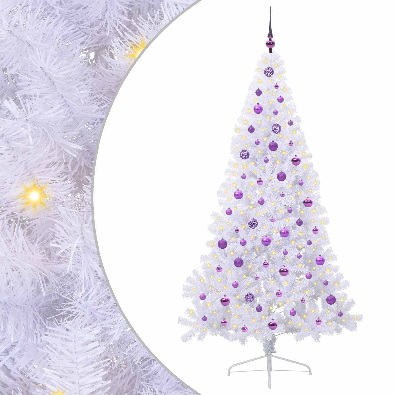 Dirbtinė Kalėdų eglutė su 300 LED Balta 210 cm PVC ir Plienas