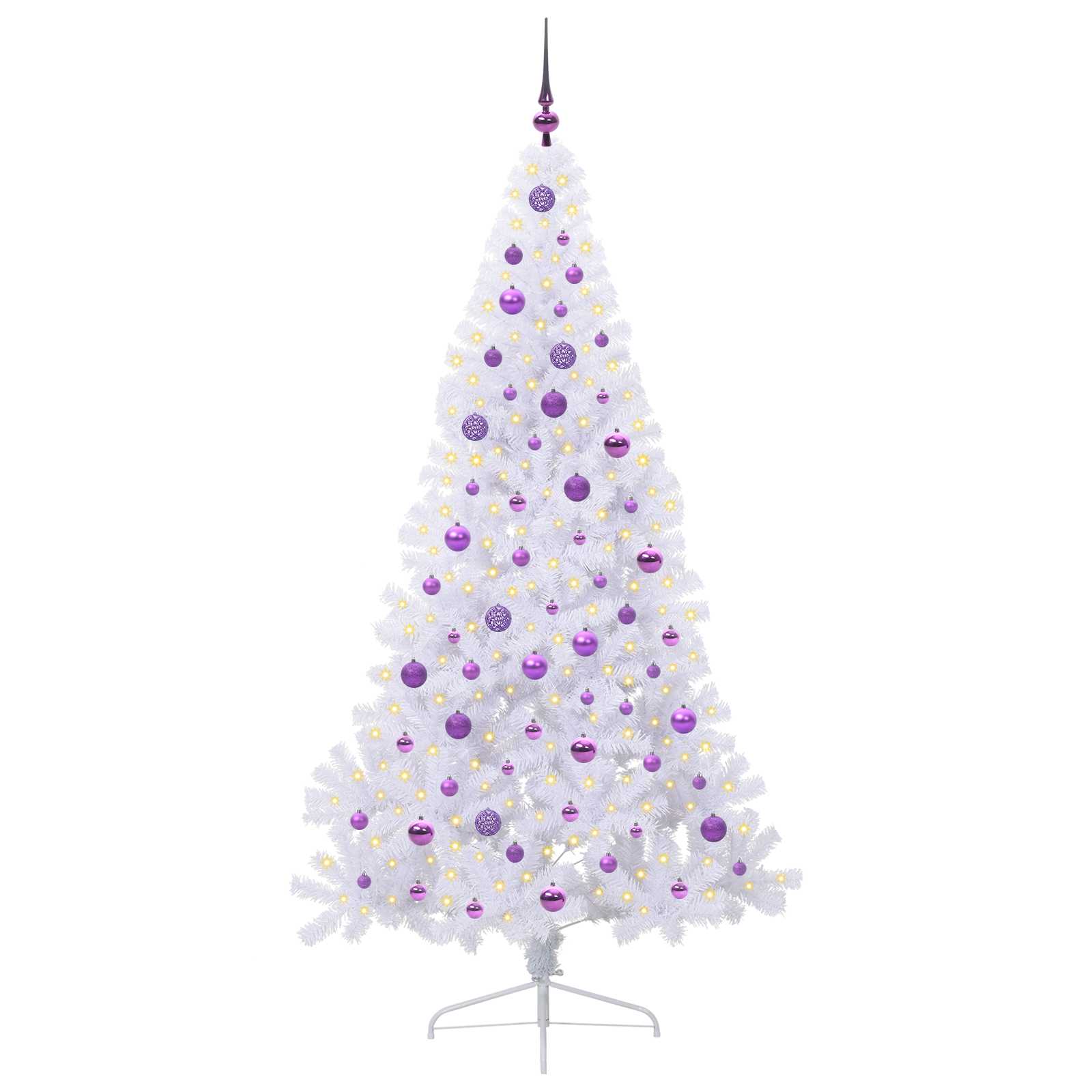 Dirbtinė Kalėdų eglutė su 300 LED Balta 210 cm PVC ir Plienas