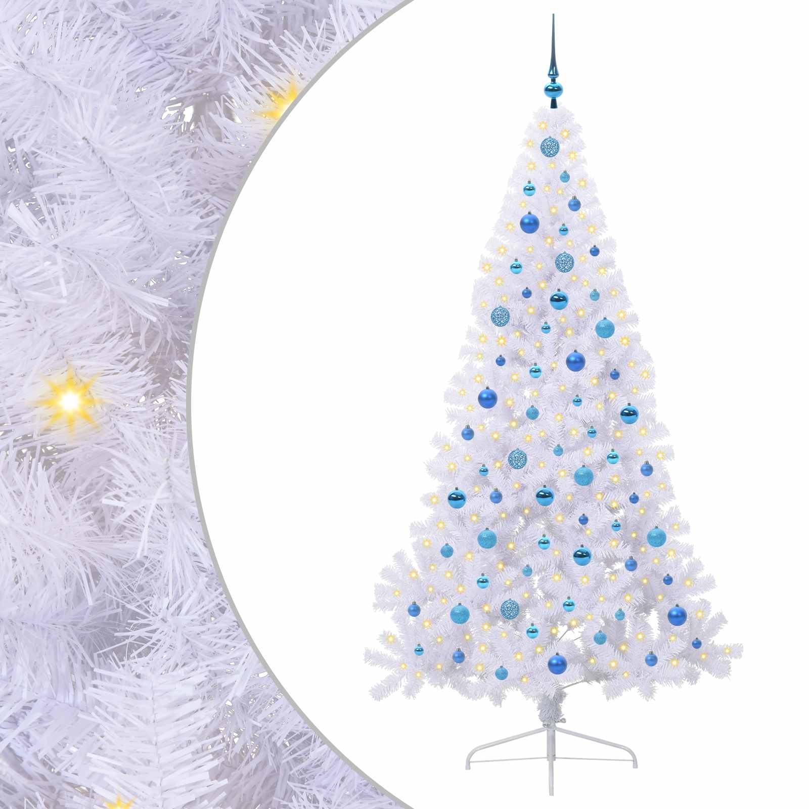 Dirbtinė Kalėdų eglutė su 300 LED Balta 210 cm PVC ir Plienas